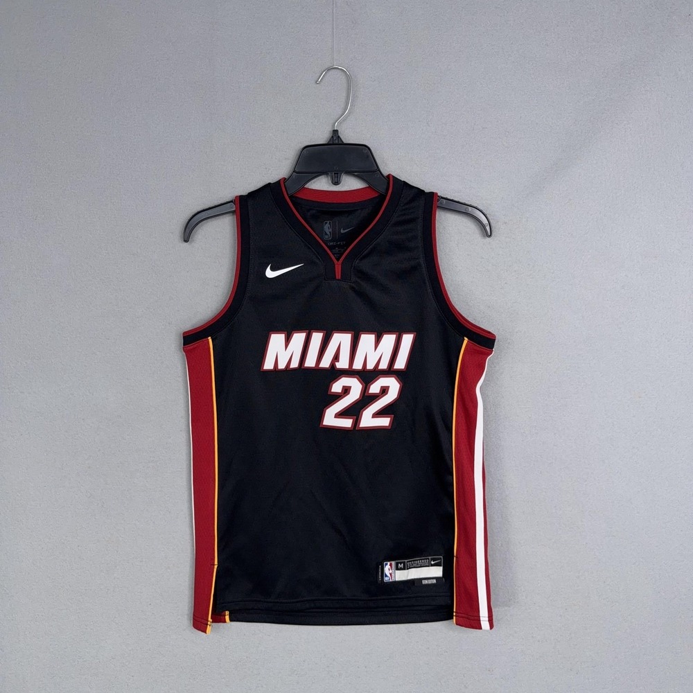 Miami Heat Jersey Boys Medium Black NBA Basketball Jimmy Butler 22 Nike Dri Fit